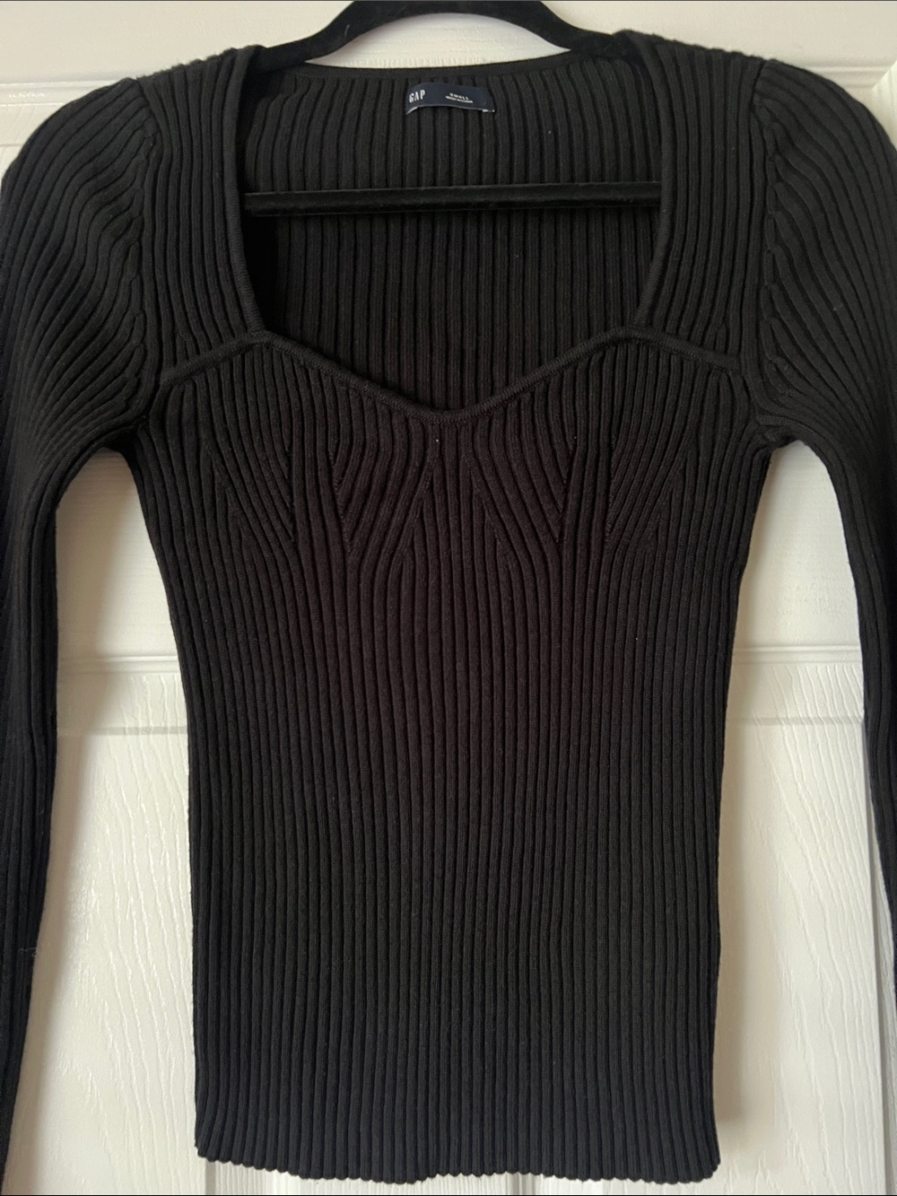 GAP Black Ribbed V-Neck Long Sleeve Lightweight Sweater Small
